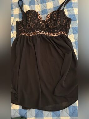 Torrid Curve Black Leopard Lace Babydoll Chemise
